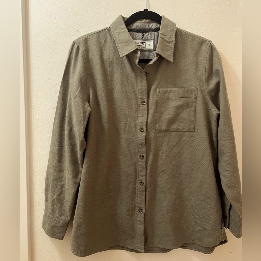 Jetty Marine Supply Army Green Button Up Size M